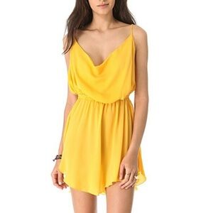 Yellow Open back Cowl neck Dress